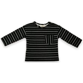 Resim Çikoby Erkek Bebek Çocuk Pamuklu Çizgili Cepli Uzun Kol Tshirt-10810-siyah Siyah 