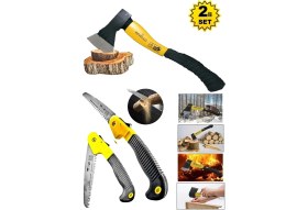Resim Moonshop Fiber Saplı Balta Nacak Kamp Odun Kesme Katlanır Budama Testeresi El Testeresi... 