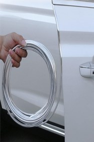 Resim A&A Kendinden Yapışkanlı 5mt Dekoratif Panjur Şeridi ve Kapı Koruyucu Nikelaj Çıta 
