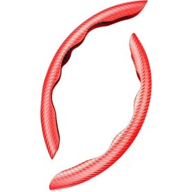 Resim Shineyee Kırmızı Karbon Fiberli Araba Direksiyon Kılıfı - Kayma Engellici, Evrensel Uyumlu 14.5-16 İnç , 2 Adet, Dayanıklı Ve Konfor Sağlar Kırmızı 