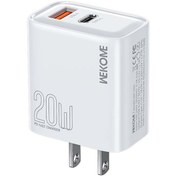 Resim Wekome Wp-u60 20w Duvar Şarj Cihazı Akıllı Telefonlar / Tabletler İçin Çift Bağlantı Noktalı Usb-a / Tip-c Hızlı Şarj Cihazı Abd Tak Beyaz 
