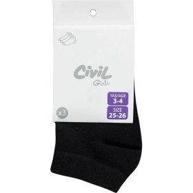 Resim Civil Girls Basic Siyah 3'lü 3-11 Yaş Kız Çocuk Patik Çorap - Standart 