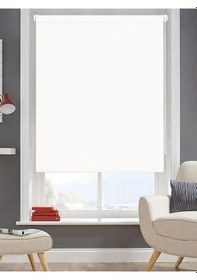 Resim İthal Kalın Kumaş Ekru Zebra Stor Güneşlik Perde Alüminmyumkasa Etek Dilimsiz Kırık Beyaz 