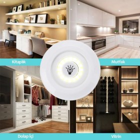 Resim Tkç 3&amp;apos;lü Uzaktan Kumandalı Pilli Yapışkanlı Kablosuz LED Spot Lambalar (5492) 