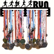 Resim Duvara Monte Spor Madalya Sergileme Standı - Koşu, Futbol, Softbol Ödülleri için Mükemmel olan 60'a kadar madalyayı tutar - Çizgili Tasarımlı Modern Demir Ev Dekoru, Paskalya ve Spor Tutkunları için İdeal, Spor Ödülü Sergisi | Dekoratif Madalyalar | Dayanıklı Metal, Madalya Askısı Sergileme 