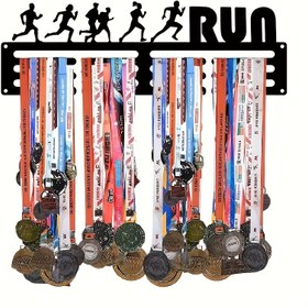 Resim Duvara Monte Spor Madalya Sergileme Standı - Koşu, Futbol, Softbol Ödülleri için Mükemmel olan 60'a kadar madalyayı tutar - Çizgili Tasarımlı Modern Demir Ev Dekoru, Paskalya ve Spor Tutkunları için İdeal, Spor Ödülü Sergisi | Dekoratif Madalyalar | Dayanıklı Metal, Madalya Askısı Sergileme 