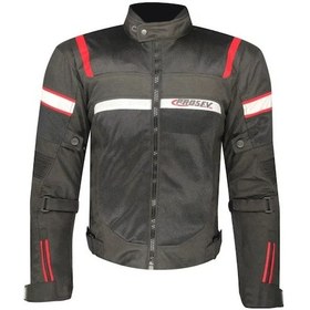 Resim Motosiklet Montu 4 Mevsim Maxdura Kumaş Cepli Motor Mont Beyaz - Kırmızı - Siyah 