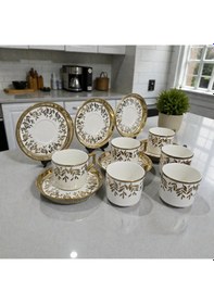 Resim Sudedi Home Beyaz Gold Desenli 6 Kişilik Fincan Takımı Çok Renkli 