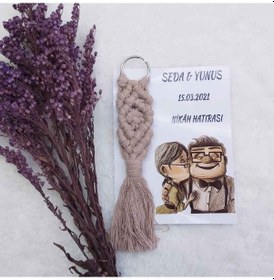 Resim Sütlü Kahve Makrome Anahtarlık Altında Kağıtlı (20 Adet) 