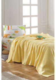 Resim Lastikli Çarşaflı Pike Takımı Tek Kişilik %100 Pamuk 3 Parça Dinolar Desenli Beyaz Weave Serisi Beyaz 