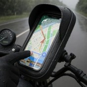 Resim 360° Dönebilen Motosiklet Telefon Tutucu - Çıkarılabilir Kayışlı Su Geçirmez ABS Direksiyon Tutucu, Dokunmatik Ekran Uyumlu, Motosiklet ve Bisikletler için Güvenli Tutma, Bisiklet Telefon Tutucu, Motosiklet Aksesuarı, Şık Tasarım, Sağlam İnşaat 