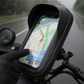 Resim 360° Dönebilen Motosiklet Telefon Tutucu - Çıkarılabilir Kayışlı Su Geçirmez ABS Direksiyon Tutucu, Dokunmatik Ekran Uyumlu, Motosiklet ve Bisikletler için Güvenli Tutma, Bisiklet Telefon Tutucu, Motosiklet Aksesuarı, Şık Tasarım, Sağlam İnşaat 