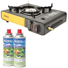 Resim Nurgaz Tekli Portatif Ocak ve 2 Adet 220 G Kartuş Siyah 