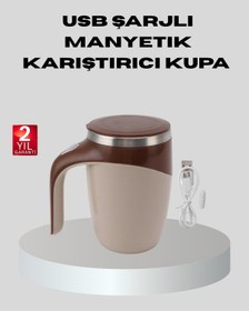 Resim Tek Manyetik Karıştırıcı Kupa Usb Şarjlı Otomatik Karıştırma Çift Katmanlı Najmaddin Diğer 