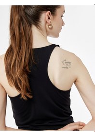 Resim Koton U Yaka Kolsuz Slim Fit İnterlok Sporcu Atleti Siyah 5sak30079nk Siyah 