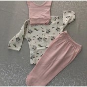 Resim Sebi Bebe Kız Bebek Pembe Yeni Doğan Arı Baskılı Pijama Takımı 30 