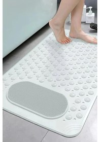 Resim Mainshop Masajlı Vantuzlu Banyo Paspası & Kaydırmaz Zemin Duşakabin Paspası 36x70 Cm M-162 Beyaz 