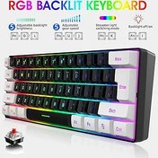 Resim coverzone Leaven K620 Type-C Kablolu Klavye Led RGB 61 Tuşlu RGB Mekanik Oyuncu Işıklı Klavye Ergonomik Tasarım Bilgisayar PC için Gaming Keyboard Siyah-Beyaz Renk Kırmızı Switch 