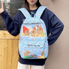 Resim ShiLan Sevimli Kapibara Desenli Sırt Çantası - Büyük Kapasiteli, Dayanıklı Naylon Okul Çantası Ayarlanabilir Askılarla, Katlanabilir, Fermuarlı Kapatma ve Polyester Astar - Günlük İşe Gidiş Geliş, Seyahat Sırt Çantası için İdeal 