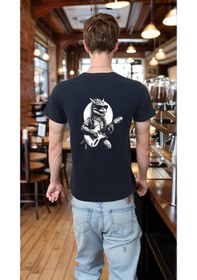 Resim Guitar T-shirt %100 Pamuklu Siyah Penye Basic Erkek Tişört Siyah 