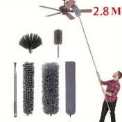 Resim 1 set, Uzatma Çubuğu ile Mikrofiber Toz Alma Fırçaları, Geri Çekilebilir Toz Alma Fırçası, Bükülebilir Başlıklı Mikrofiber Toz Alma Fırçası, Yeniden Kullanılabilir Yıkanabilir Tavan Fanı Toz Alma Fırçası Yüksek Tavanlar, Mobilya, Araba, Temizlik Malzemeleri, Temizlik Aracı 