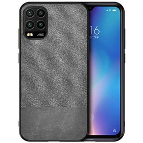 Resim Microcase Xiaomi Mi 10 Youth Fabrik Serisi Kumaş ve Deri Desen Kılıf - Gri 