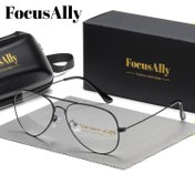 Resim FocusAlly Klasik Büyük Metal Çerçeve Gözlükler, Hafif Düz Lensli Gözlükler Kılıfıyla, Günlük Kullanım İçin|Minimalist Gözlükler|Kaliteli Gözlükler 