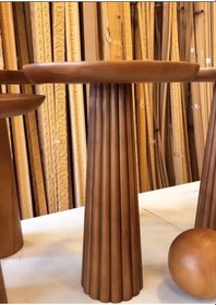 Resim Wood Ahşap Fitilli Mantar Yan Sehpa Tekli 50cm Ceviz 