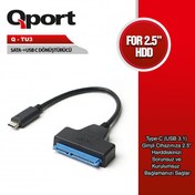 Resim Qport Q-TU3 Type-C to SATA Çevirici Dönüştürücü Stoktan Hızlı Gönderi | 2 Yıl Garantili