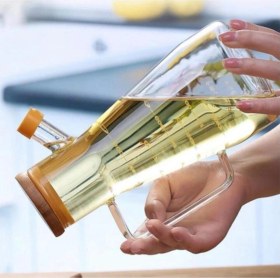 Resim Morponi Mermer Stantlı Borosilikat Masterchef Bambu Kapaklı Cam Yağlık 2 Li Set 900 Ml+900 Ml Şeffaf 