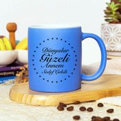 Resim Mavi Renk Güzel Annem İsimli Kupa Bardak 