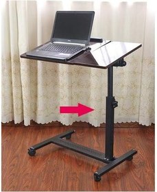 Resim Yerden Yükseklik Ve Eğim Ayarlı Mouse Bölmeli Tekerli Laptop Sehpası Bilgisayar Masası Siyah 