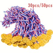 Resim 50 adet/30 adet Plastik Altın Madalya Madalya Spor, Spor Etkinlikleri Yarışmaları, Aksesuarlar, Ödüller, Parti Hediyeleri ve Dekorasyonlar için genellikle kullanılır 