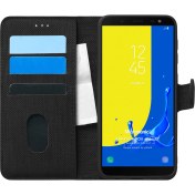 Resim Samsung Galaxy J6 Kılıf Fabric Book Wallet Siyah Microsonic