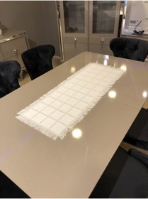 Resim FIRATRİZEBEZİ 2'li Etamin Işlenebilir Fiskos Örtüsü Takımı Krem 