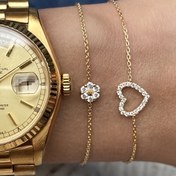 Resim 2 adet Kadın Bohem Vintage Esinli Altın Ton Zincir Bileklik Kalp Şekilli Sentetik Zirkonya Detayları ile - Kadınlar için Zarif Günlük ve Parti Takıları, Müzik Festivali Aksesuarları, Bohem Takıları, Dayanıklı Zincir Bileklik 