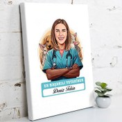 Resim Karikatürlü En İyi Kadın Veteriner Kanvas Tablo 