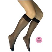 Resim Kadın 12 Adet Parlak Dizaltı Kadın Çorap 15 Denye Siyah 500-36-40 Çok Renkli 