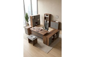 Resim Yurudesign Vario ABCDEFG2 Ofis Masa Makam Takımı Barok-Antrasit 140 cm Ahşap Malzeme ile Modern Tasarım 