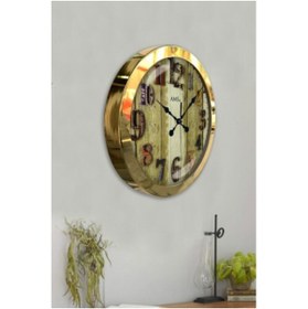 Resim Bahat Gold Altın Varaklı Salon Ofis Duvar Saati Metal Çerçeve 35 Cm 