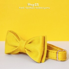 Resim Cat Collar with Name Bell Cat Collar 745094 - Orange Collar + Bow Tie / L 20-32cm 