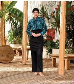 Resim Adasea Cora 1340 Tam Boy Yarım Fermuarlı Tasarım Tesettür Mayo 001 
