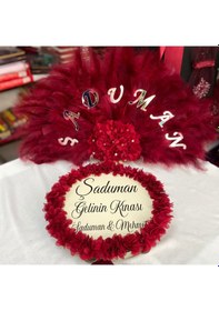 Resim Tüylü Yelpaze Ve Lazer Güllü Gelin Tefl 