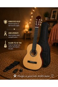 Resim valares Qcg3024 1/2 naturel Klasik Gitar Çocuklar İçin İdeal Yumuşak Tını Kolay Çalım Çanta Ve Pena Hediye 