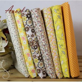 Resim Sarı 25 X25cm Pamuk Çiçek Noktalı Takım Kendin Yap Yorgan 