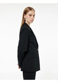 Resim Koton Slim Fit Düğmeli Geniş Yaka Kadın Blazer Ceket 6wak50081uw Siyah 