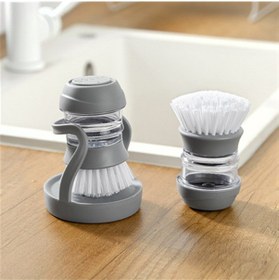 Resim Innoshop Soap Dispenser Kitchen Brush Sıvı Deterjan Hazneli Bulaşık Fırçası ve Stand Gri 