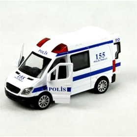 Resim SAZE TIN-588A-POL Çekbırak 1:30 Işıklı Sesli Metal Polis Aracı 