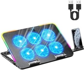 Resim Babilden 6 LED 7 Farklı Rgb Modu Fanlı Notebook Soğutucu Yükseklik Ayarlı Ayarlanabilir Laptop Soğutucu Notebook Standı 