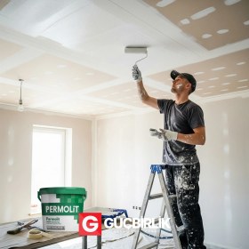Resim Permolit Süper Tavan Boyası Beyaz 3,5 kg - 10 kg - 17,5 kg | Yüksek Örtücülük ve Kapatıcılık, Su Bazlı Basınçlı Tavan Boyası 